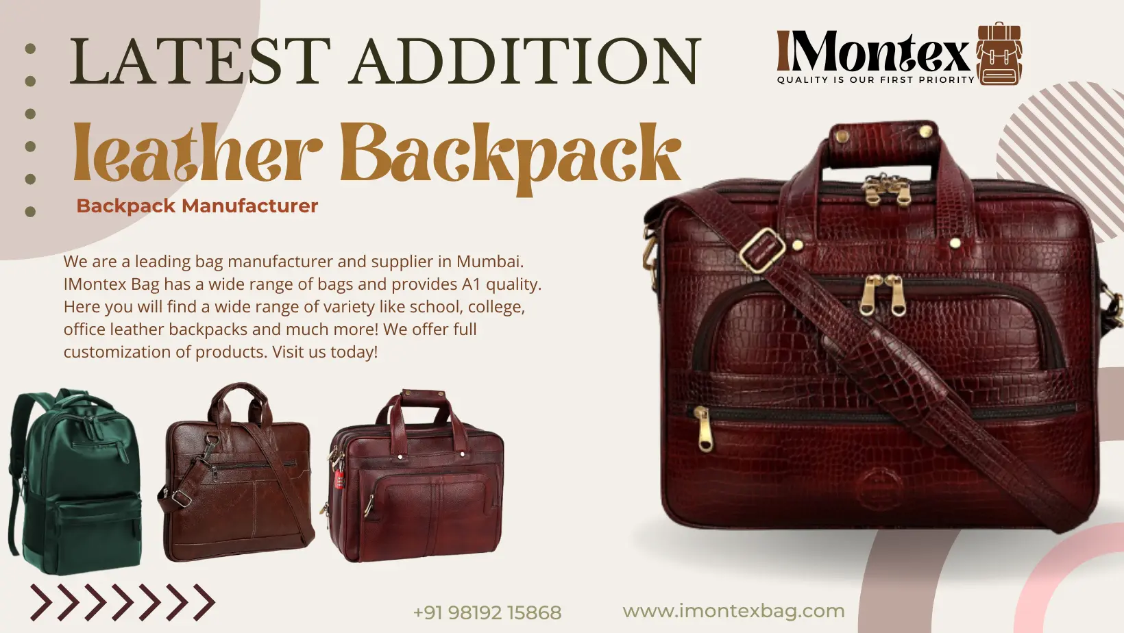 leather backpack,leather office bags, leather premimum bags manufacturer