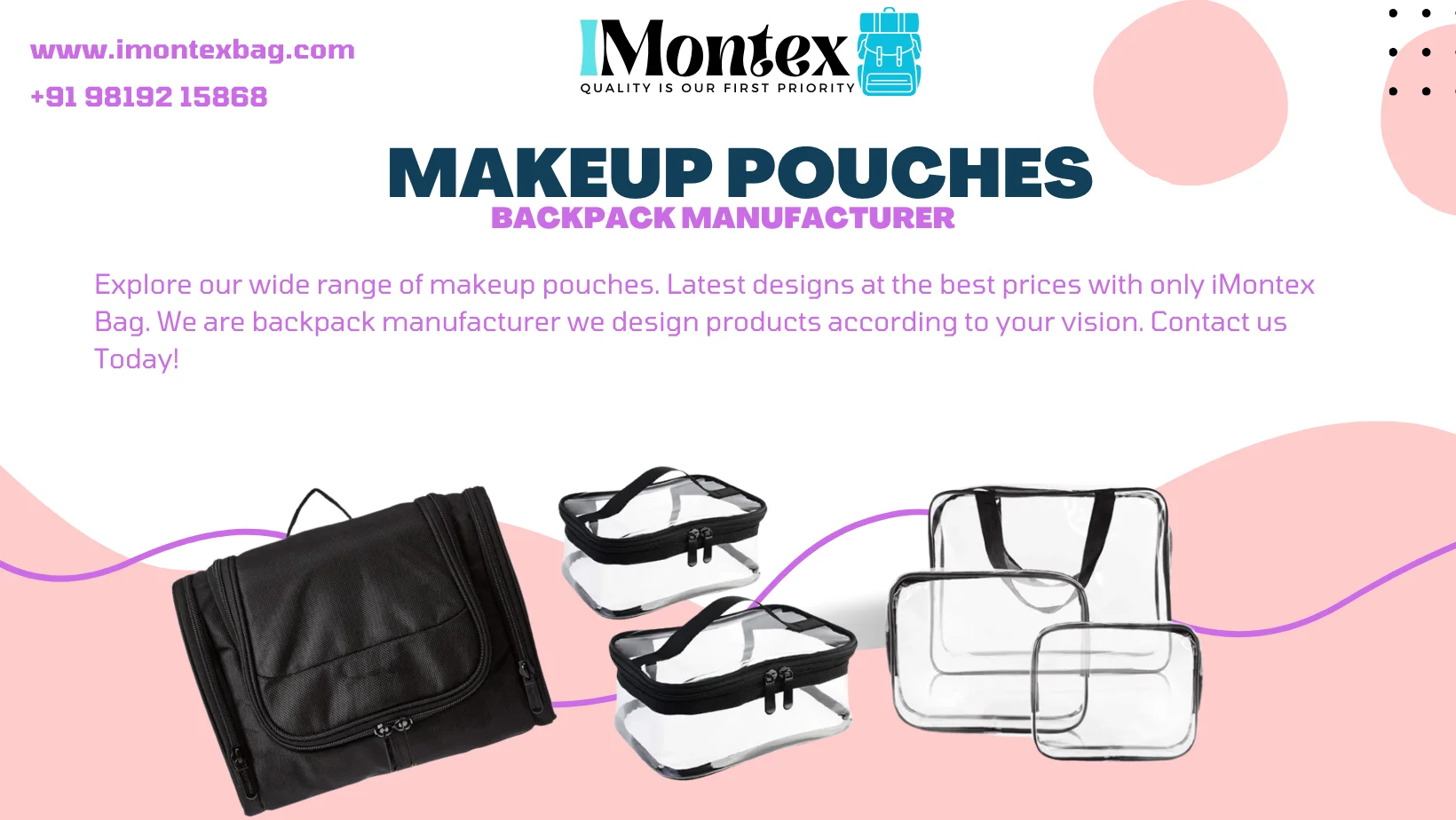 custom makeup pouches maker, supplier, manufacturer