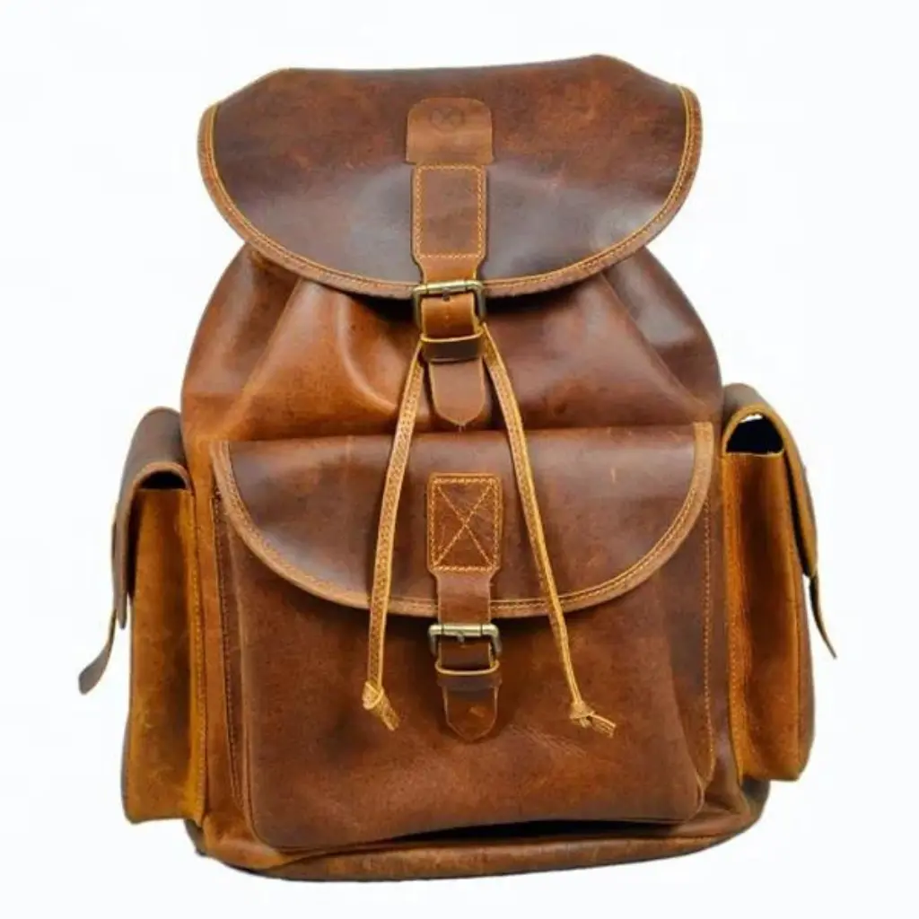 leather school backpack