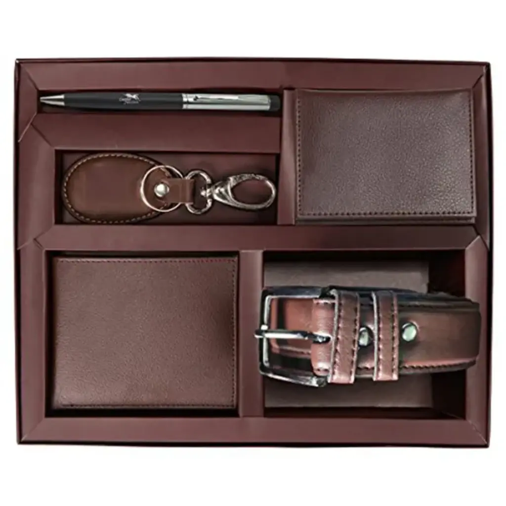 leather wallet,belt and key gift set